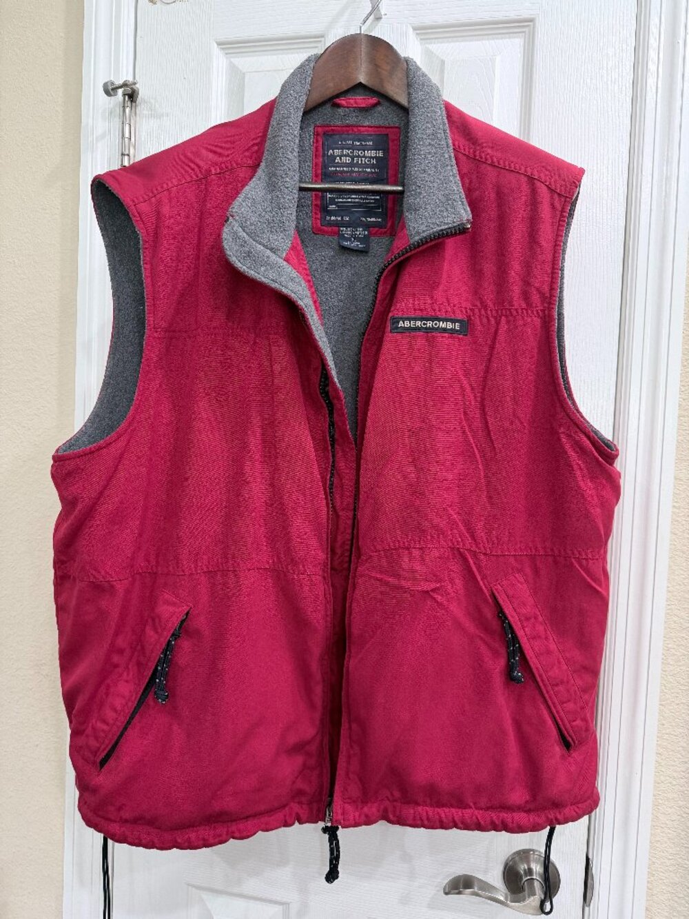Vintage Vintage Abercrombie & Fitch Men's Red Fleece Lined Nylon Vest XL 90s Y2K